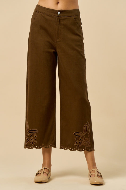 Scalloped Embroidered Pants
