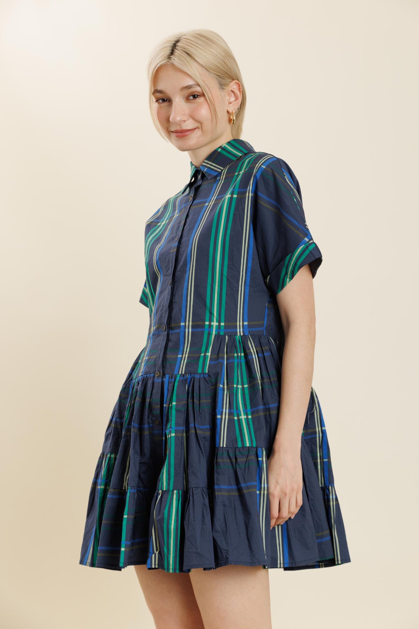 Plaid Mini Short Dress