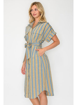 Hazel Fall Stripe Midi Dress
