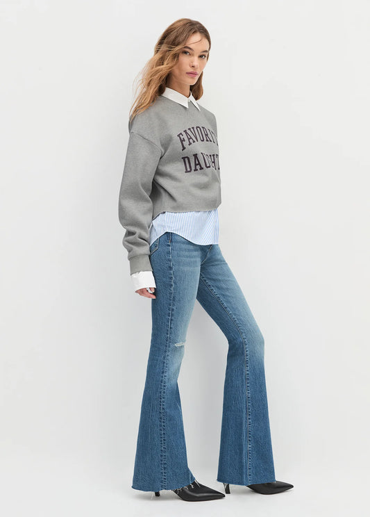 Favorite Daughter Cropped Collegiate Sweatshirt Grey