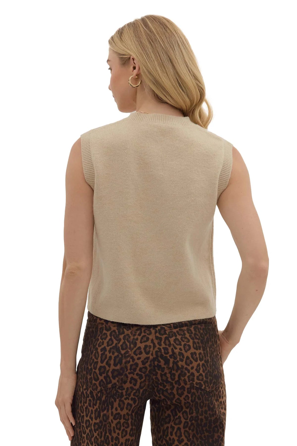 Button Up Sleeveless Sweater