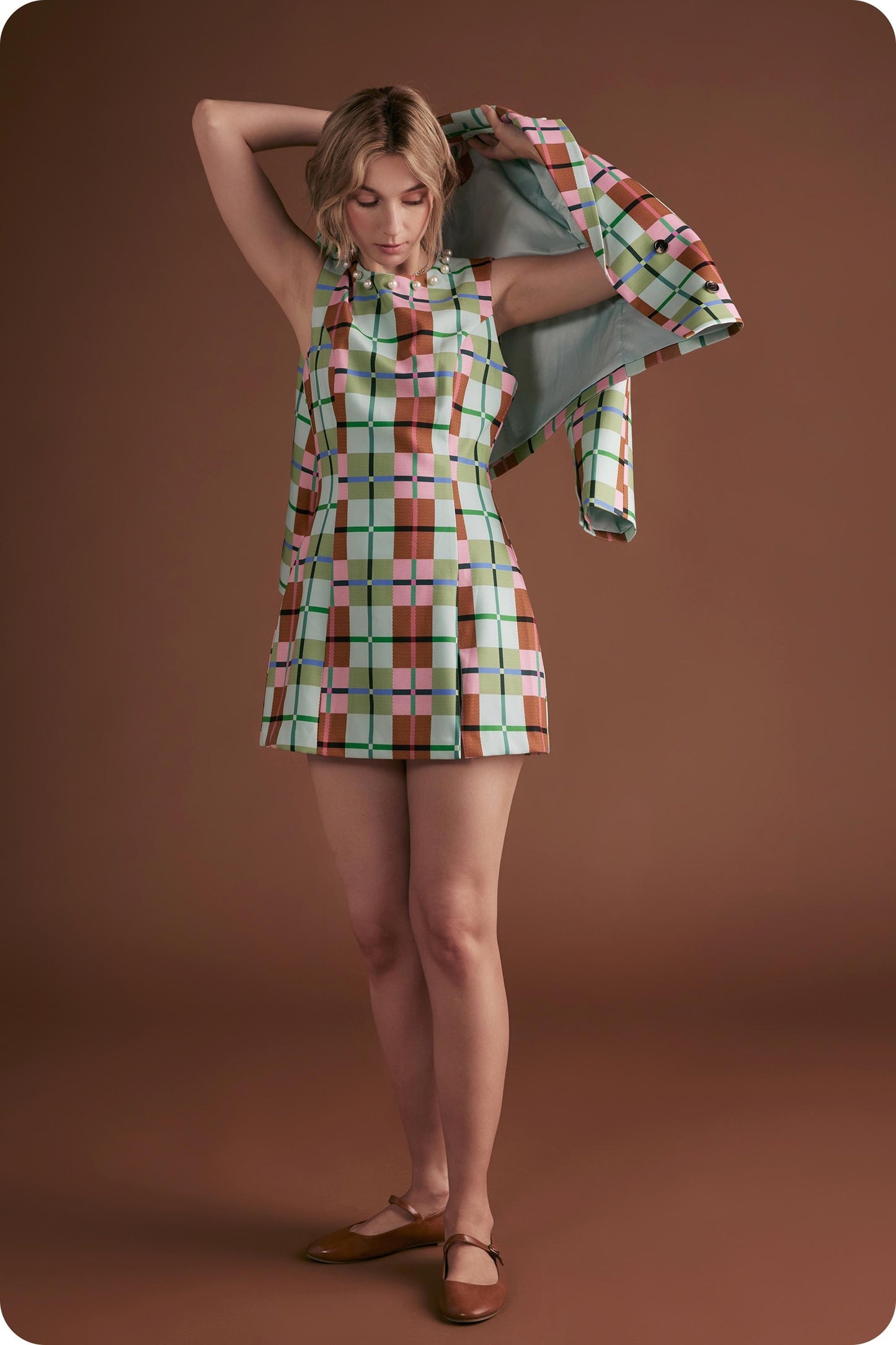 Plaid Pearl Mini Dress