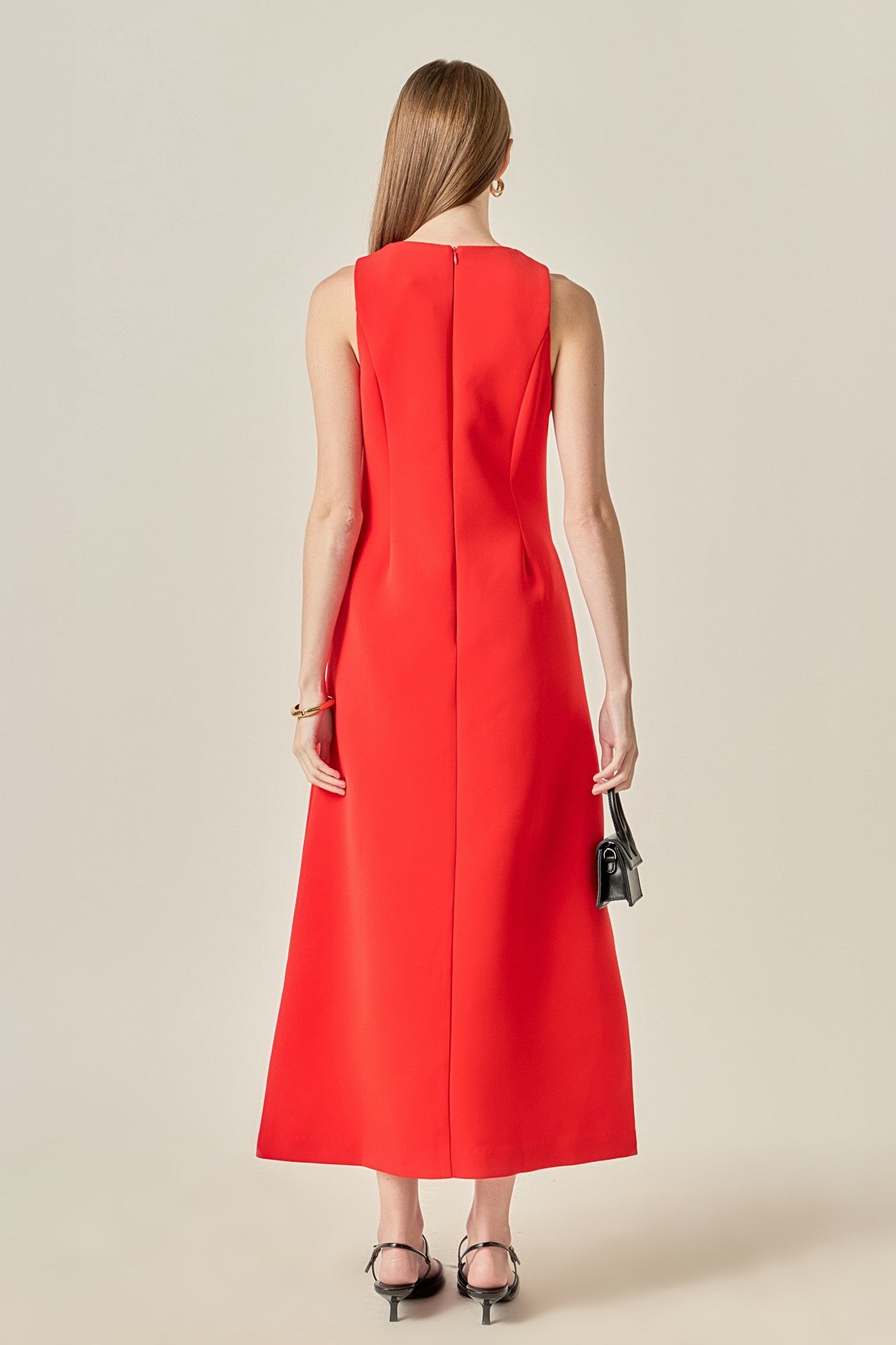 Red Bow Ankle Length Dress