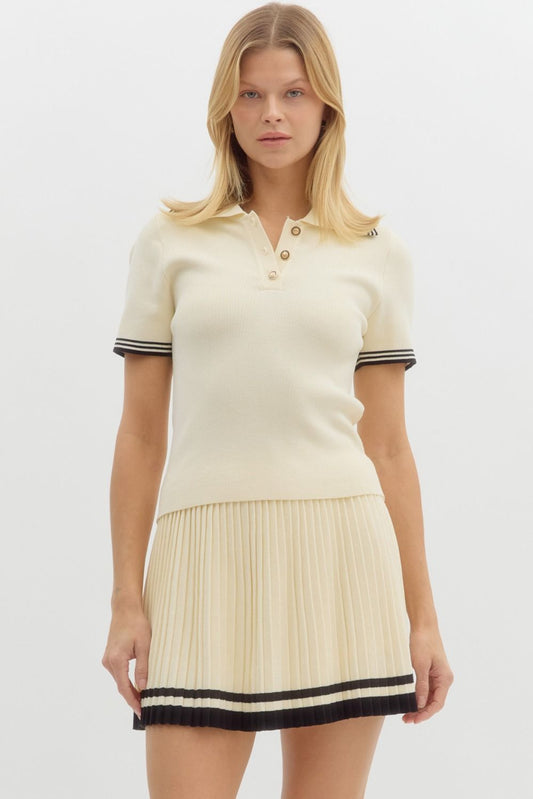 Short Sleeve Polo Sweater