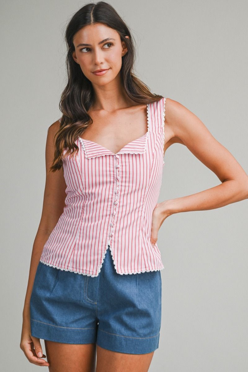 Pin Stripe Sleeveless Top