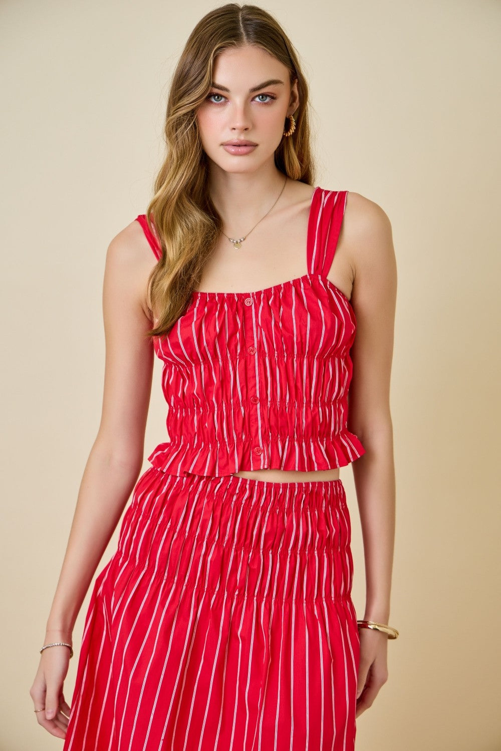 Striped Smock Crop Top