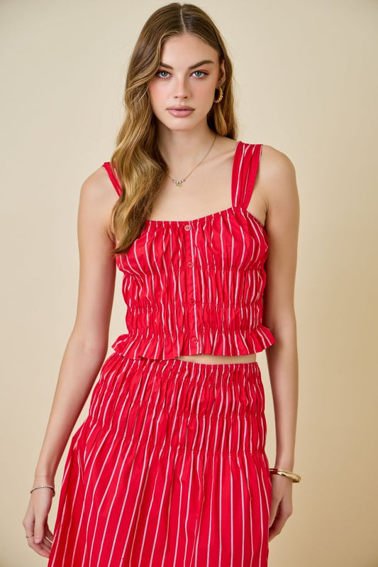 Striped Smock Crop Top