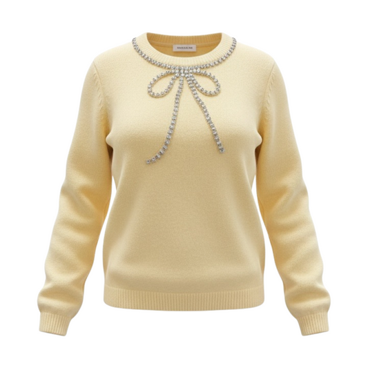 Rhinestone Bow Sweater