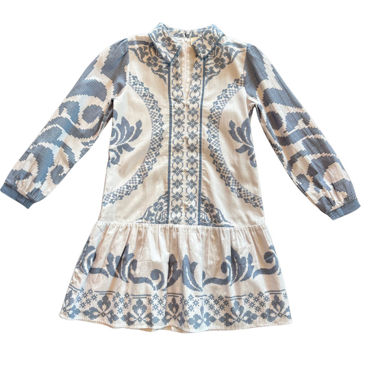 Mina Dress in White Fleur