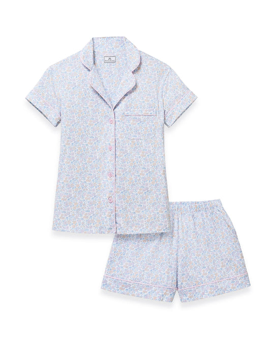 Luxe Pima Cotton Pajama Short Set in Fleur Blanche