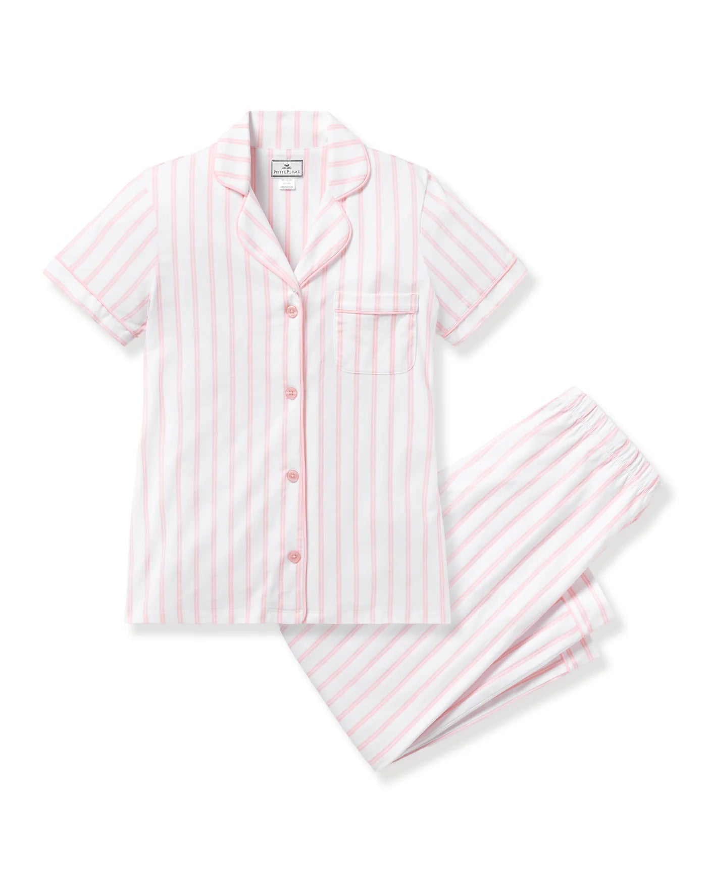 Luxe Pima Cotton Pajama Crop Set in Pink Stripe