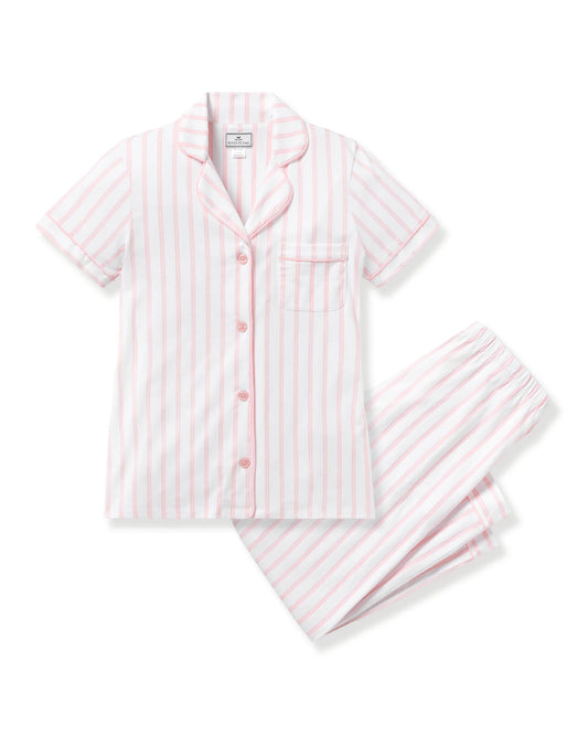 Luxe Pima Cotton Pajama Crop Set in Pink Stripe