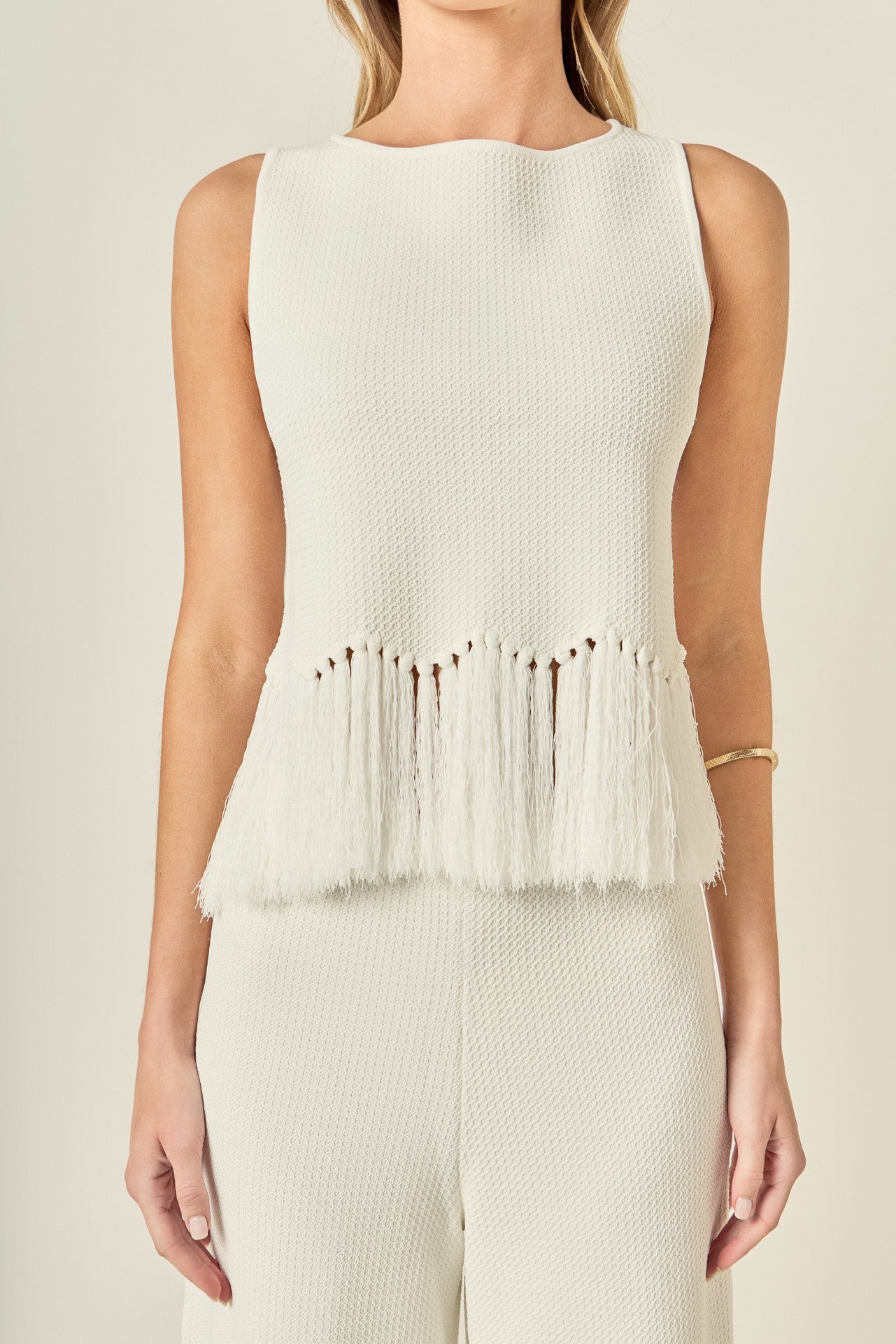 Fringe Detail Sleeveless Top