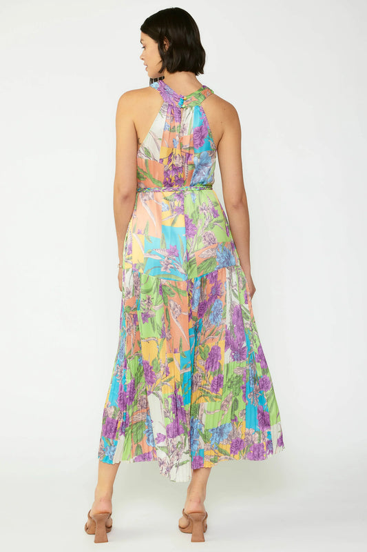 Botanical Color Block Midi Dress: last one-medium