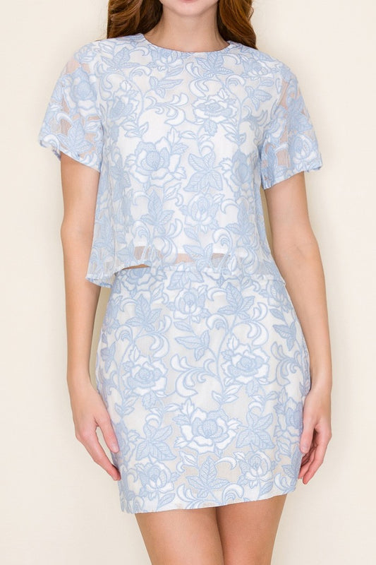 Floral Embroidery Mini Skirt