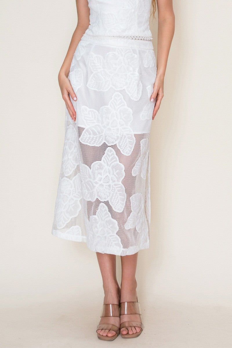 Net Lace Midi Skirt