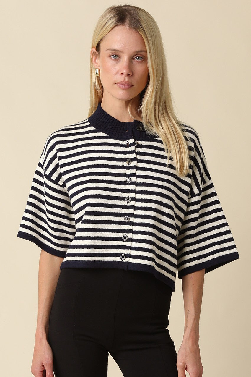 Natalia Striped Crop Cardigan