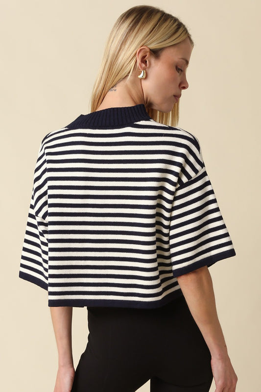 Natalia Striped Crop Cardigan