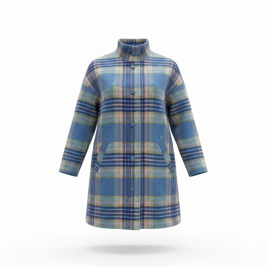 Blue Plaid Oversized Coat