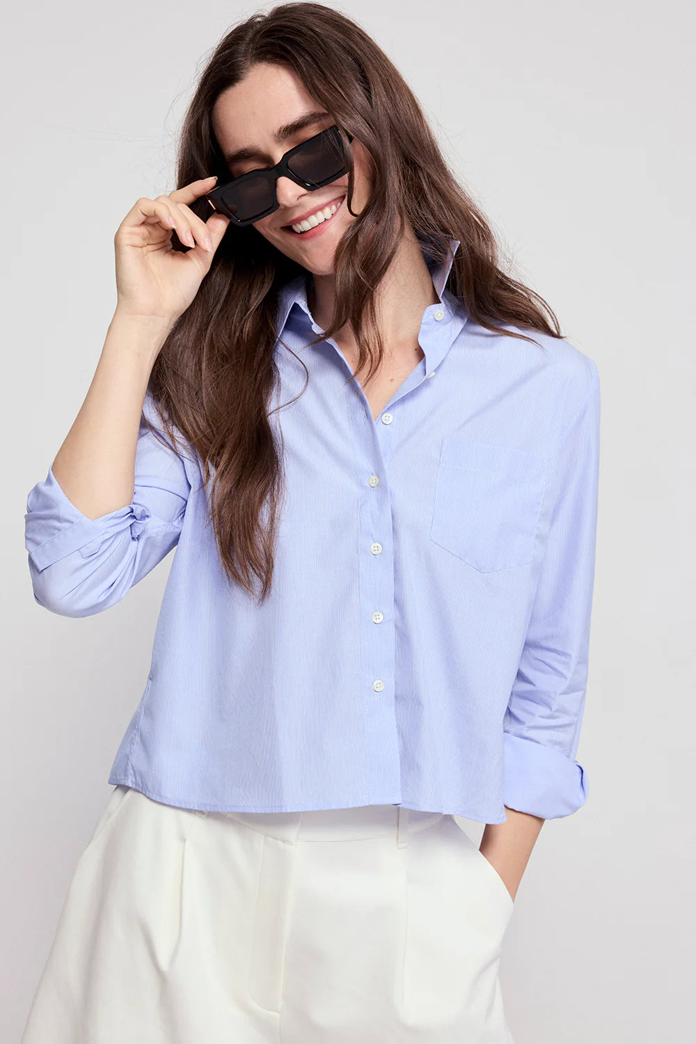 The LS Boxy Crop Thin Stripe
