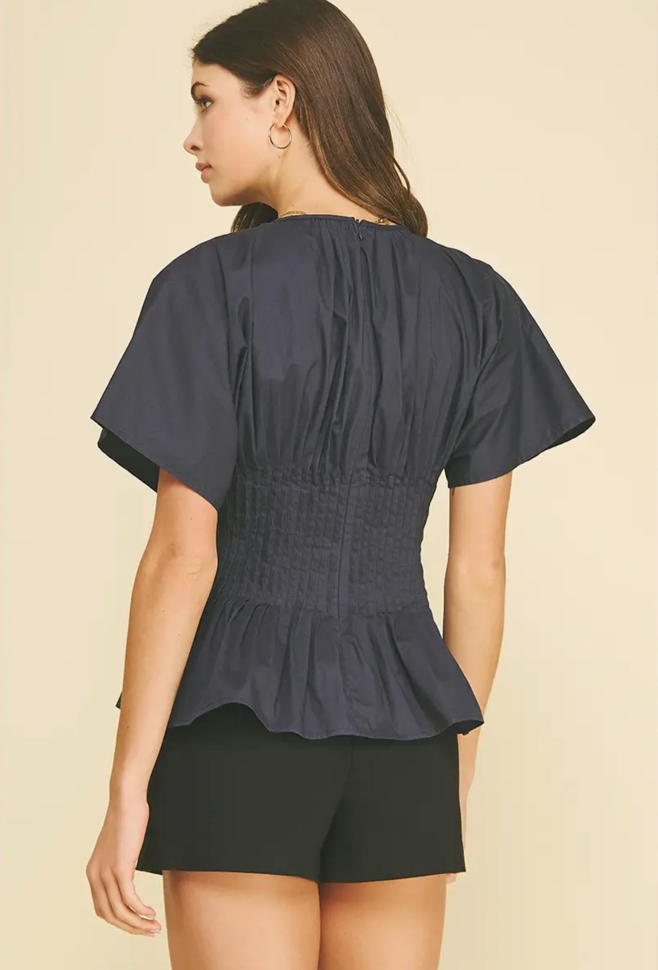 Pleated Waist Peplum Top