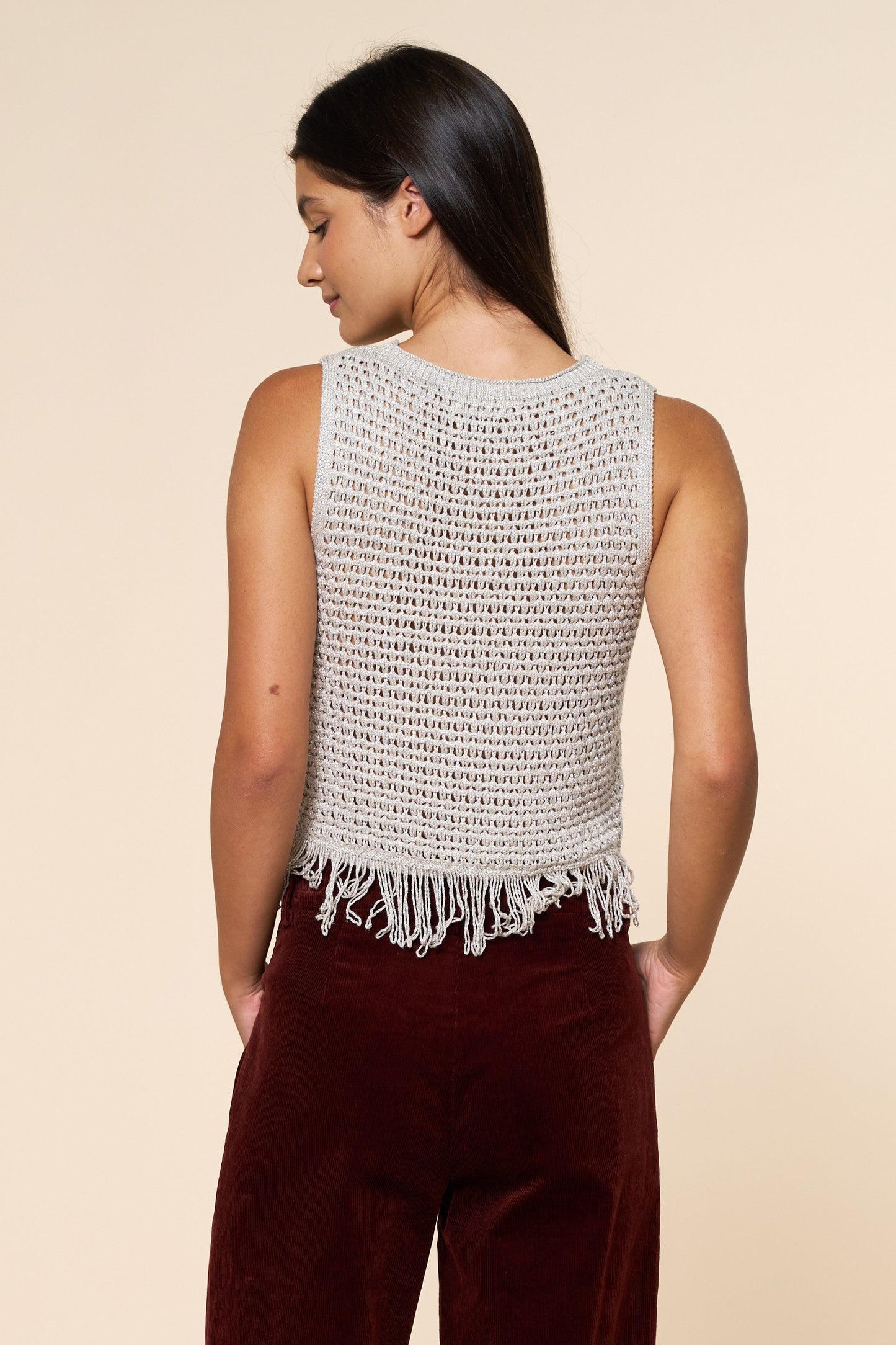 Silver Crochet Top
