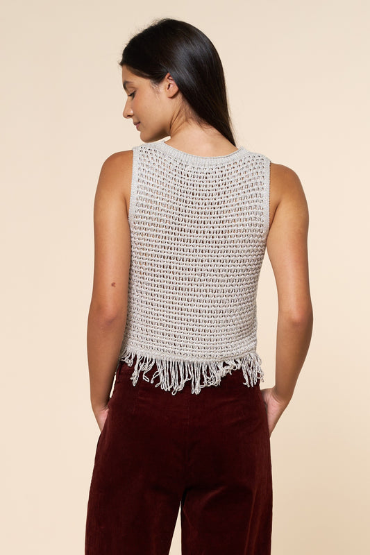 Silver Crochet Top