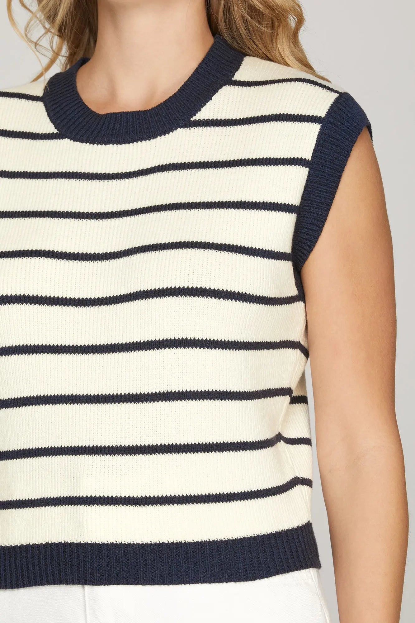 Striped Ringer Sleeveless Sweater