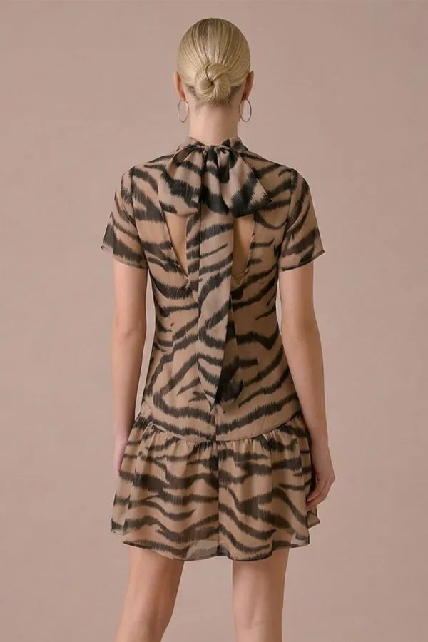 Zebra Organza Ruffle Dress