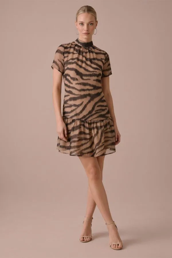 Zebra Organza Ruffle Dress