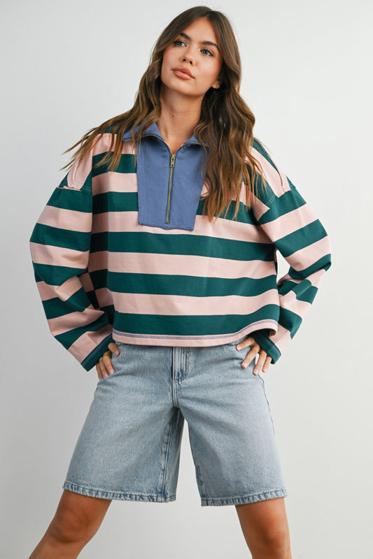 Striped Quarter Zip
