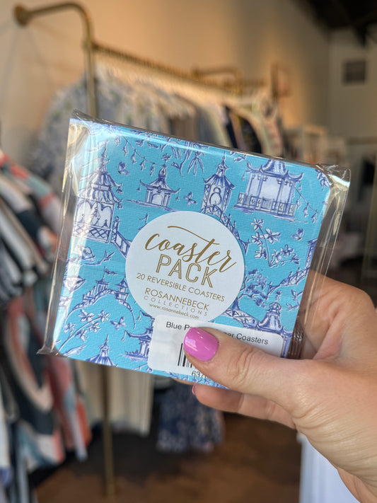Blue Pagoda Paper Coasters