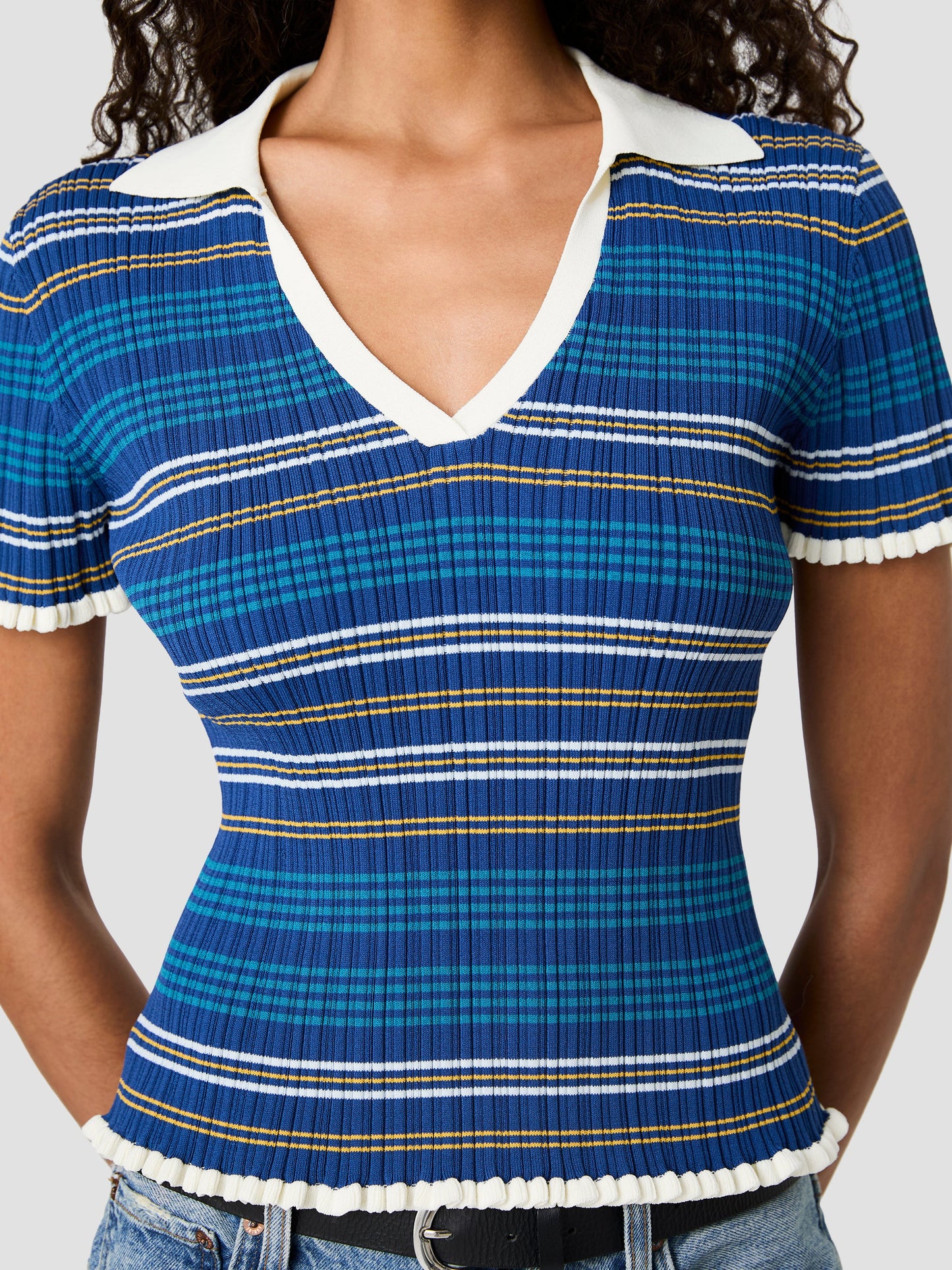 Crinkle Knit Rib Stripe Top