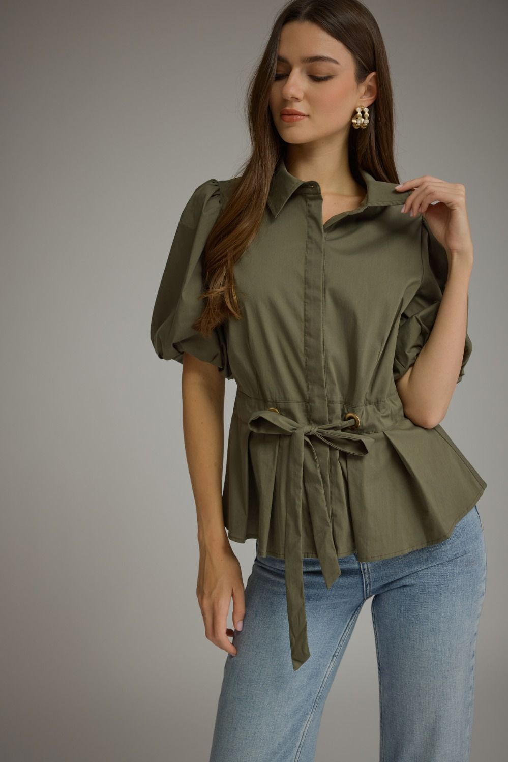 Tie Waist Peplum Top