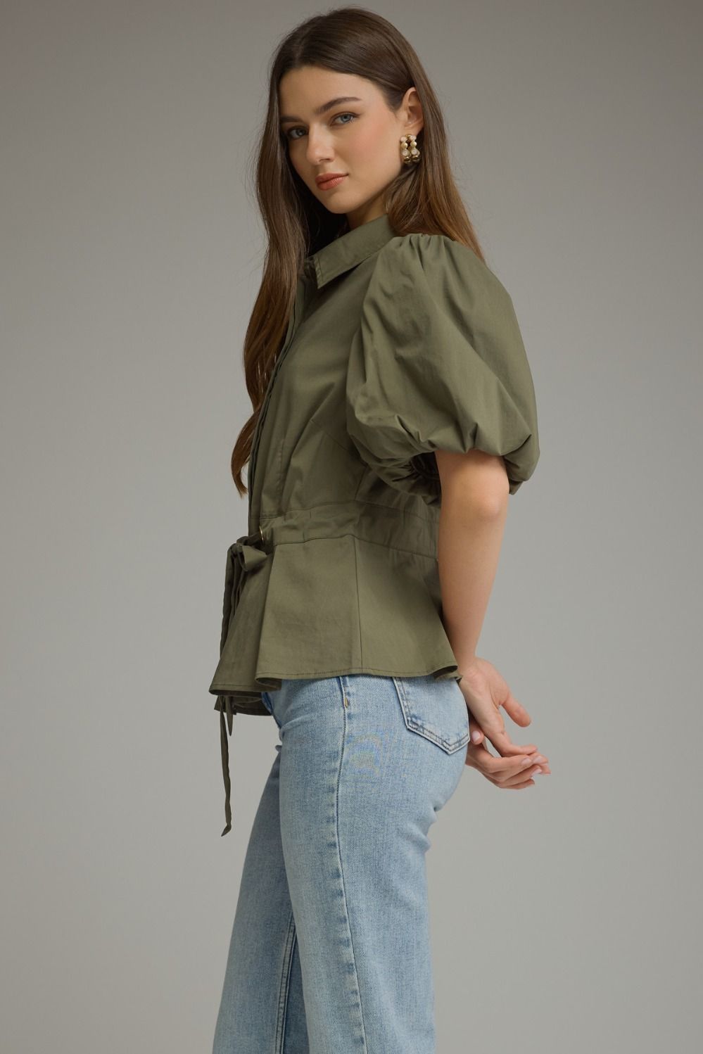 Tie Waist Peplum Top