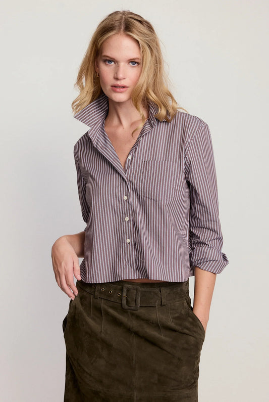 The LS Boxy Crop Brown Stripe