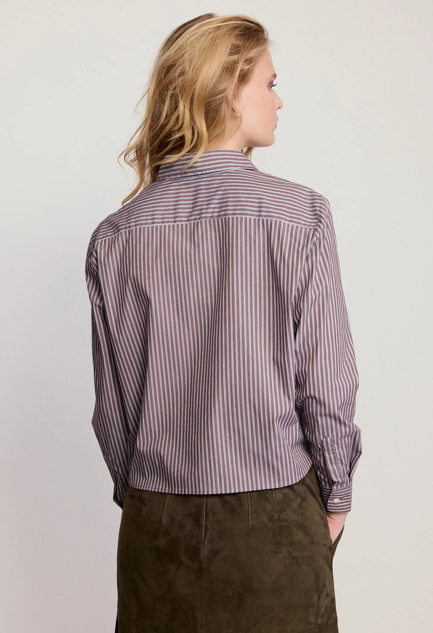 The LS Boxy Crop Brown Stripe