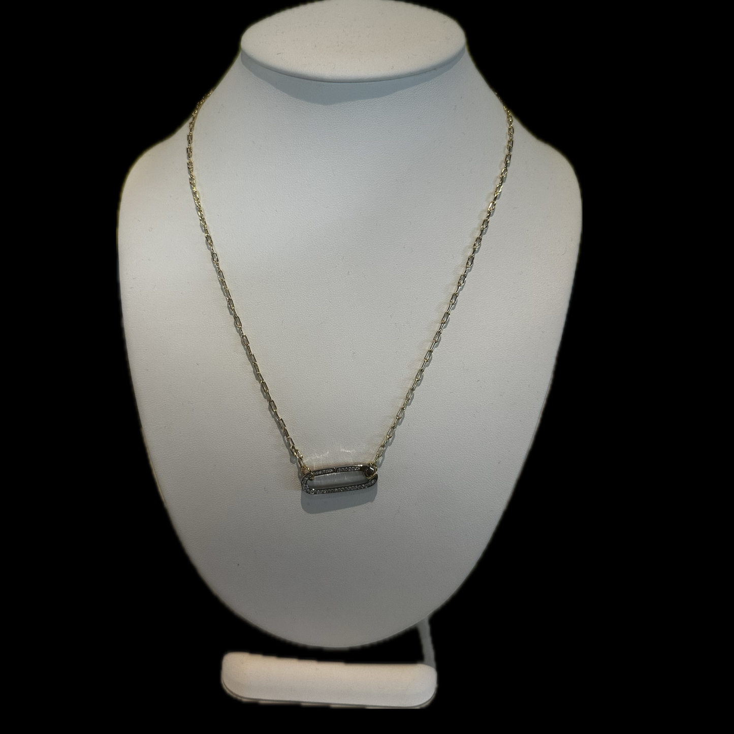 Stone Paperclip Chain Necklace