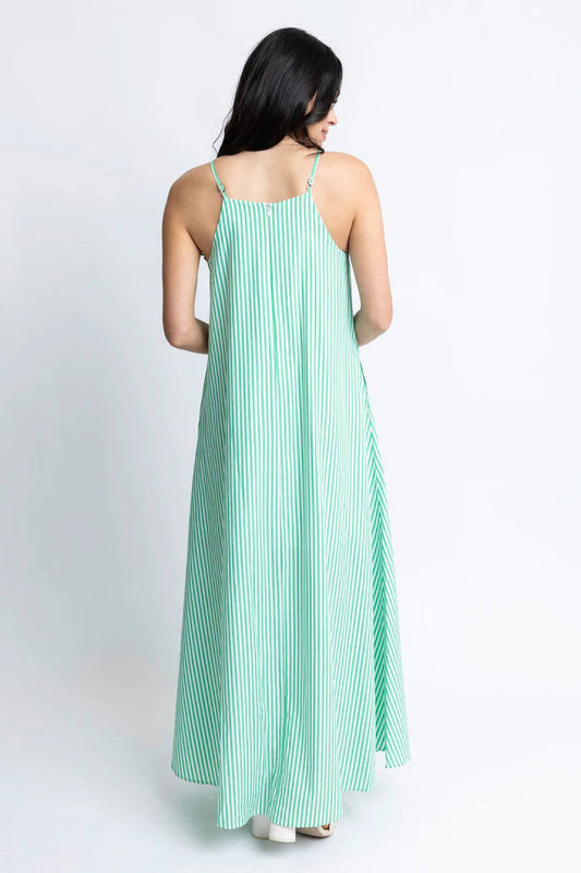 Stripe Apron Maxi Dress-L