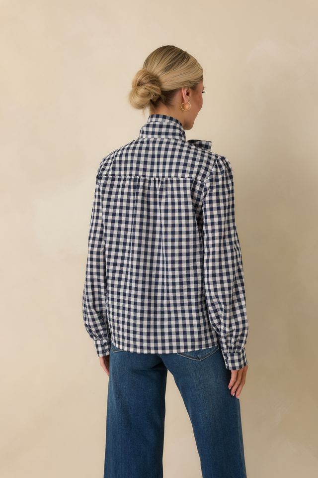 Parker Navy Check Blouse