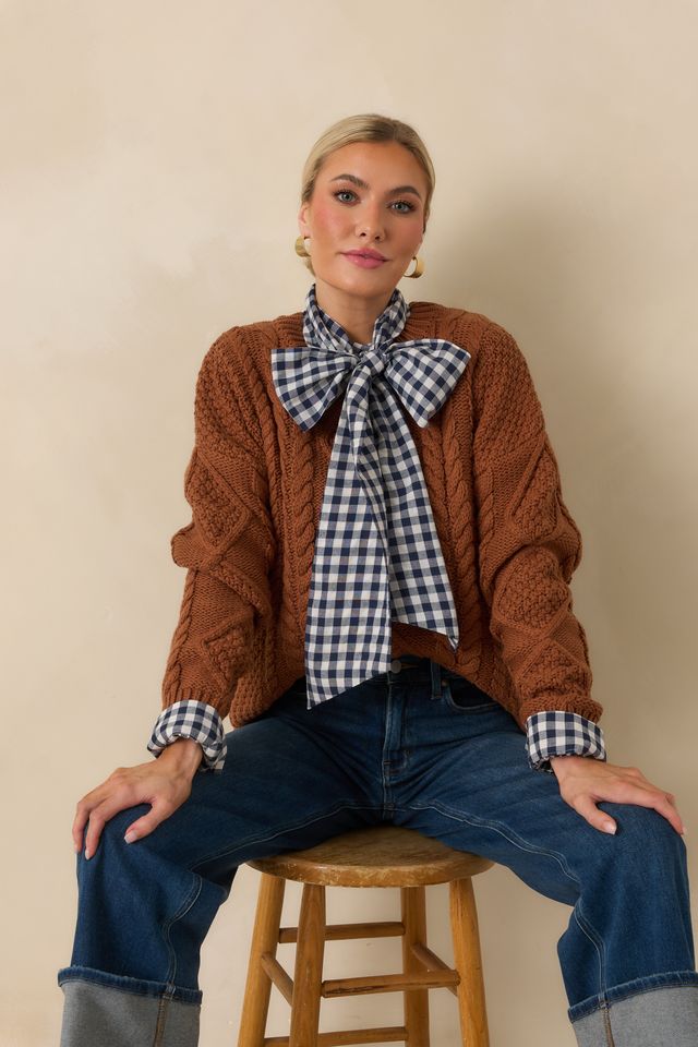 Parker Navy Check Blouse