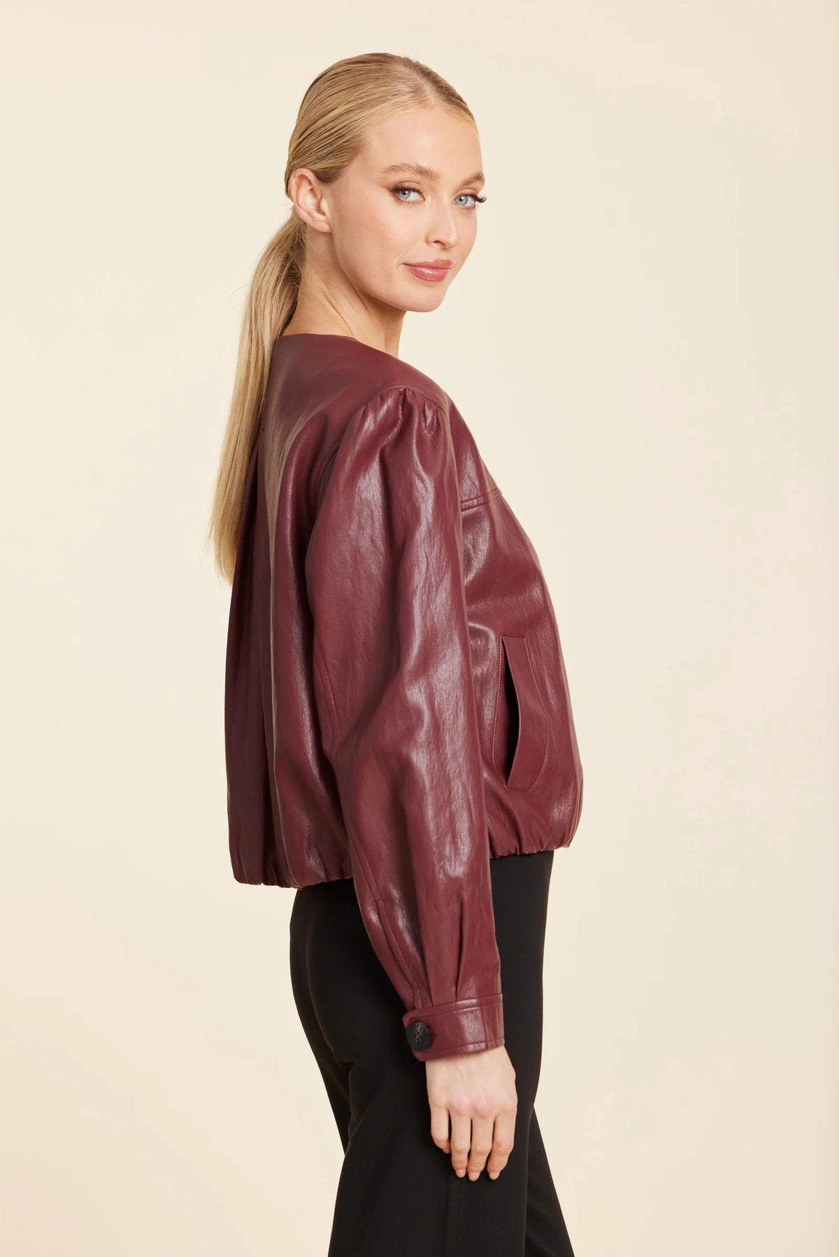 Burgundy Faux Leather Jacket