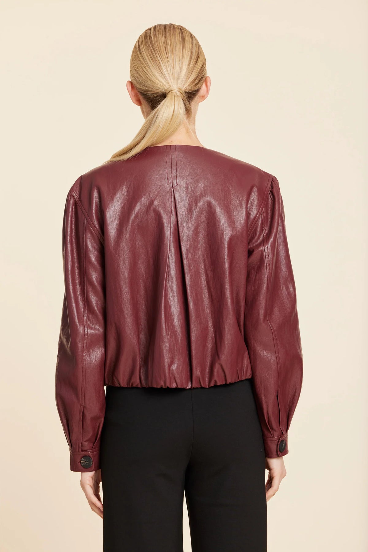 Burgundy Faux Leather Jacket