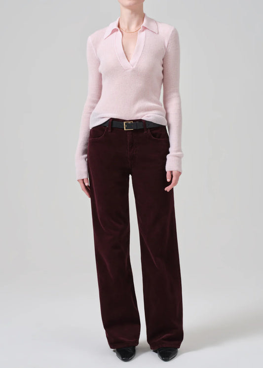 Annina High Rise Wide Leg Corduroy in Bordeaux