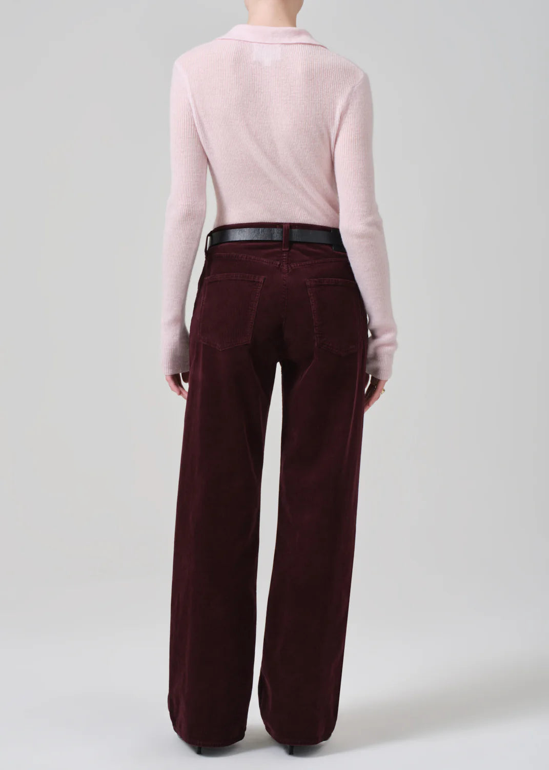 Annina High Rise Wide Leg Corduroy in Bordeaux