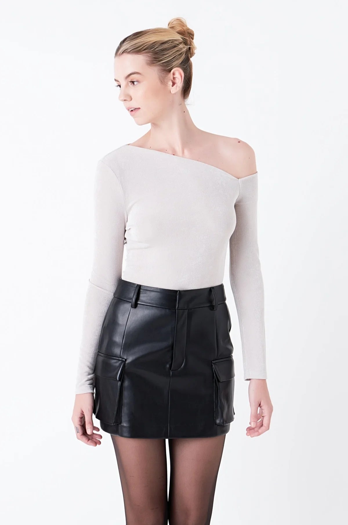 Leather Cargo Skirt