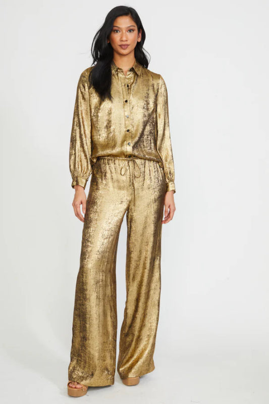 Gold Wide Leg Pant