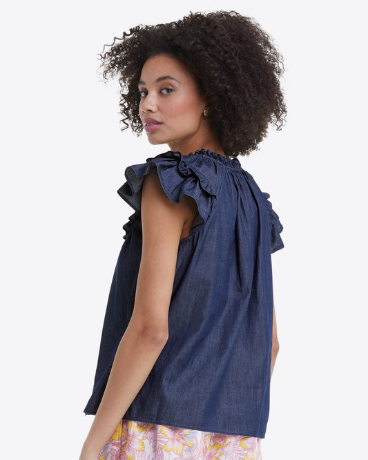 Flutter Sleeve Denim Top