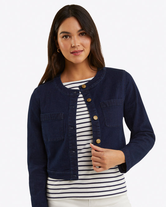 Collarless Denim Jacket