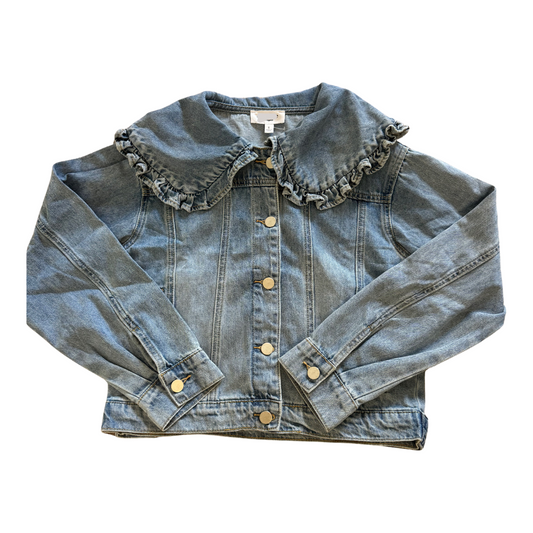 Ruffle Collar Denim Jacket